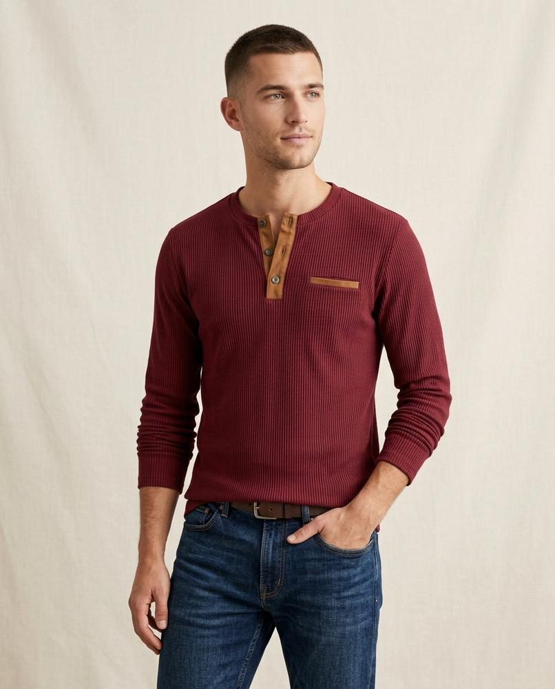 Lands Mode - Selin | Gerippt Langärmlig Shirt Herren