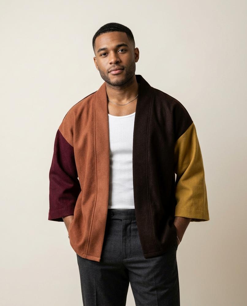 Lands Mode - Mazan | Farbgeblockte Verschlusslose Jacke Unisex