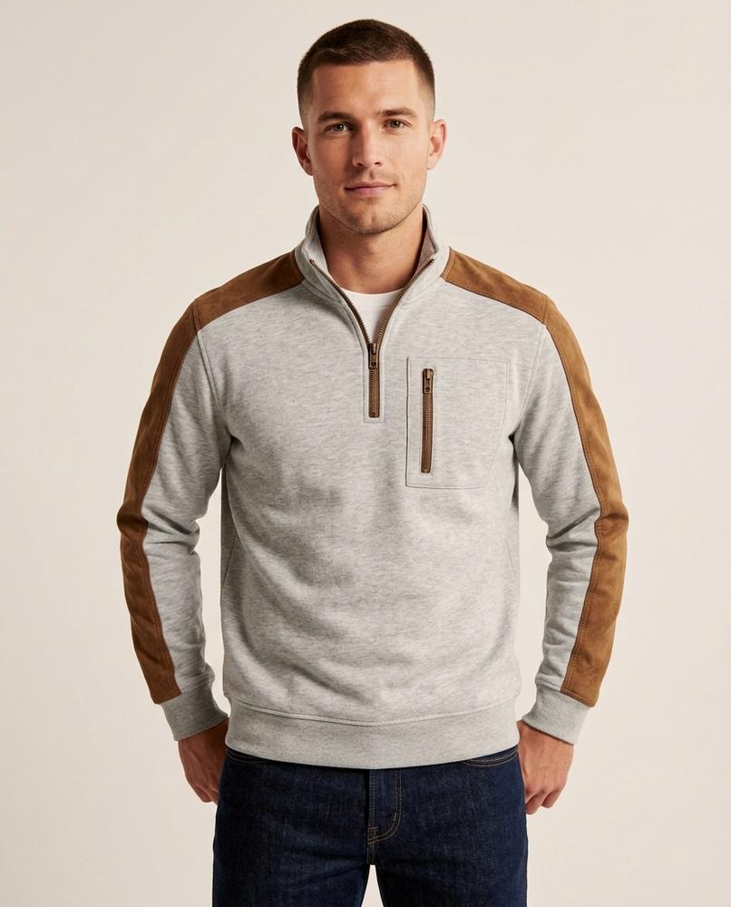 Lands Mode - Nilen | Gepatcht Zweifarbig Pullover Herren