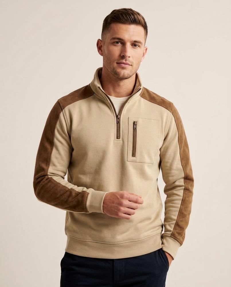 Lands Mode - Nilen | Gepatcht Zweifarbig Pullover Herren