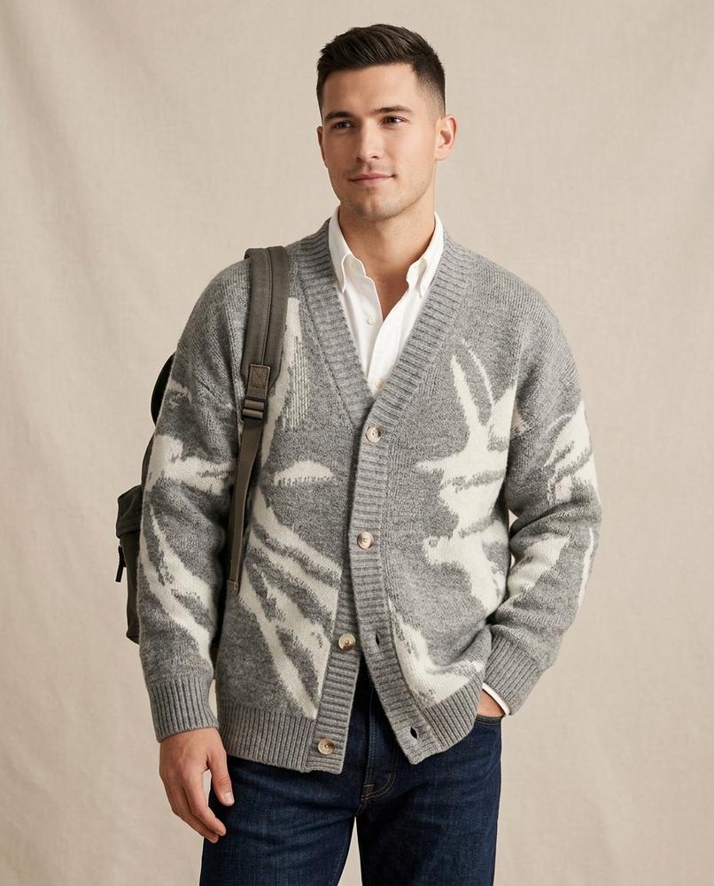 Lands Mode - Ralar | Gemustert Geknöpft Cardigan Unisex