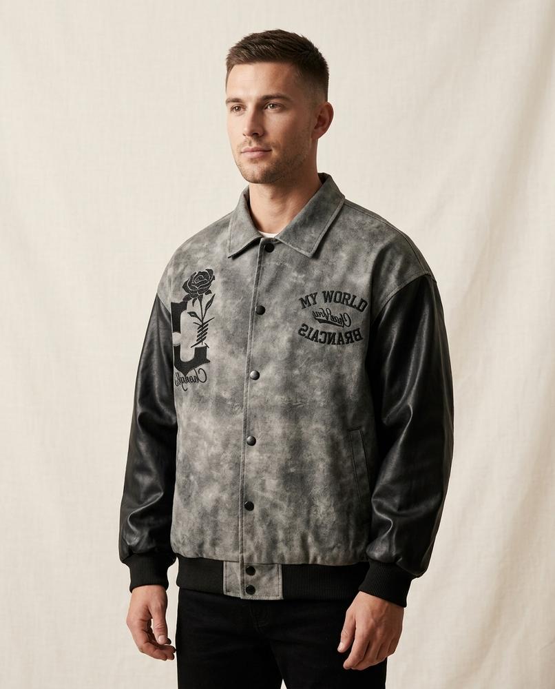 Lands Mode - Arlar | Bestickte Zweifarbige Jacke Unisex