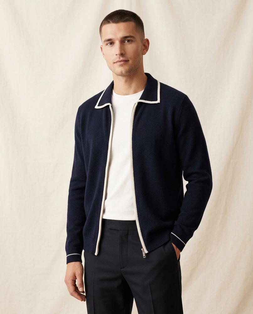 Lands Mode - Rozan | Gekragte Feinstrick Strickjacke Herren