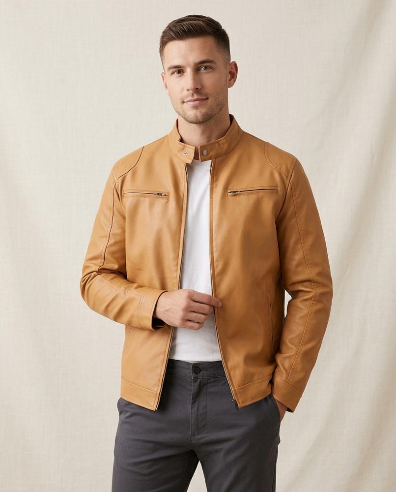 Lands Mode - Lymir | Gefüttert Kunstleder Jacke Herren