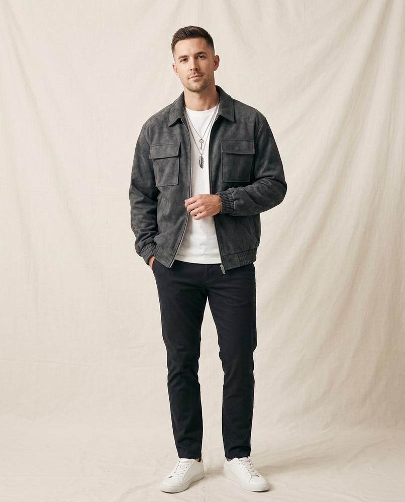 Lands Mode - Leser | Pattentaschen Velours Jacke Herren