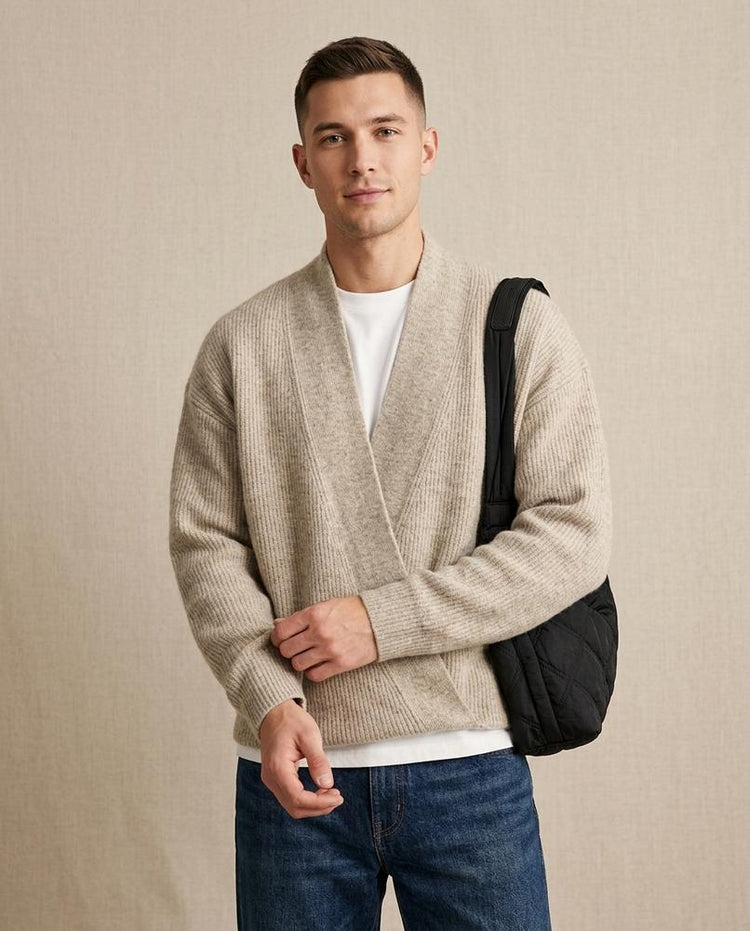 Beanland - Nimel | Asymmetrischer Gerippter Cardigan Herren