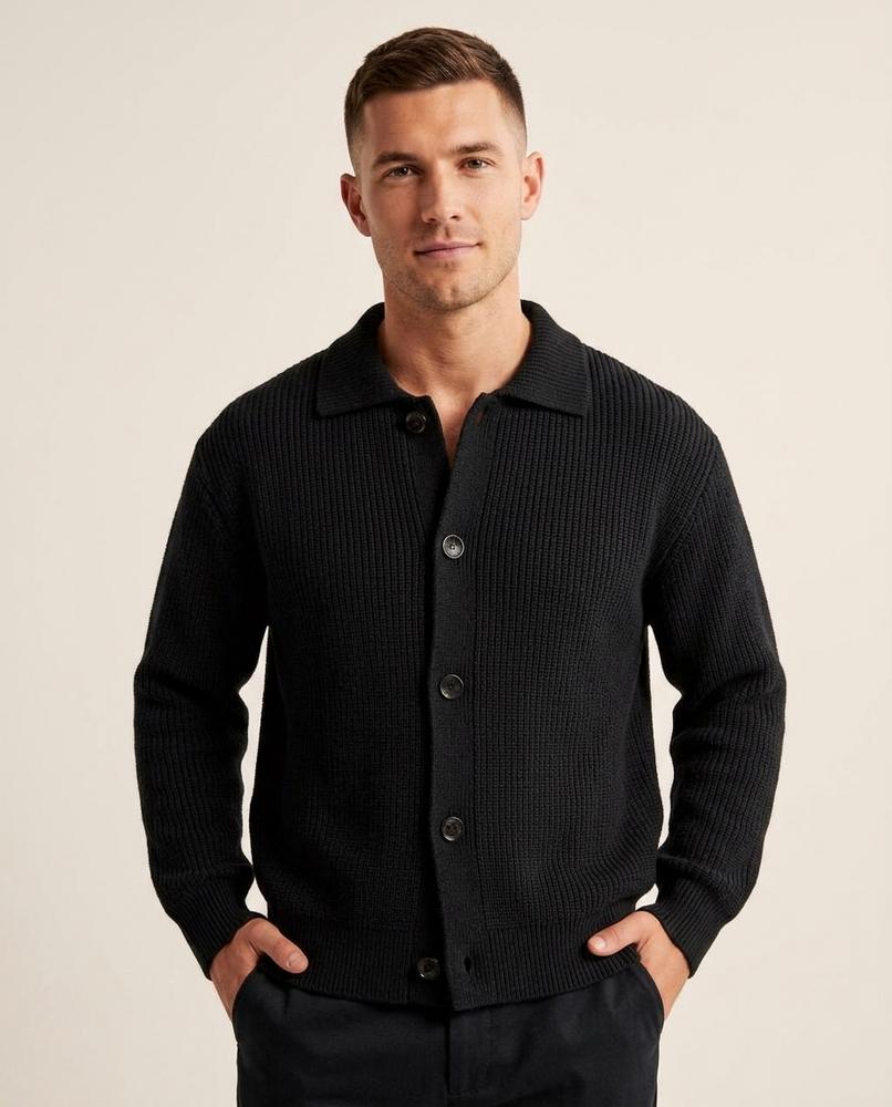Lands Mode - Lator | Gekragt Strukturiert Cardigan Unisex
