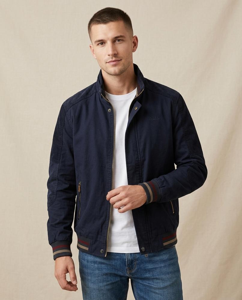 Lands Mode - Elsan | Strukturiert Reißverschluss Jacke Herren