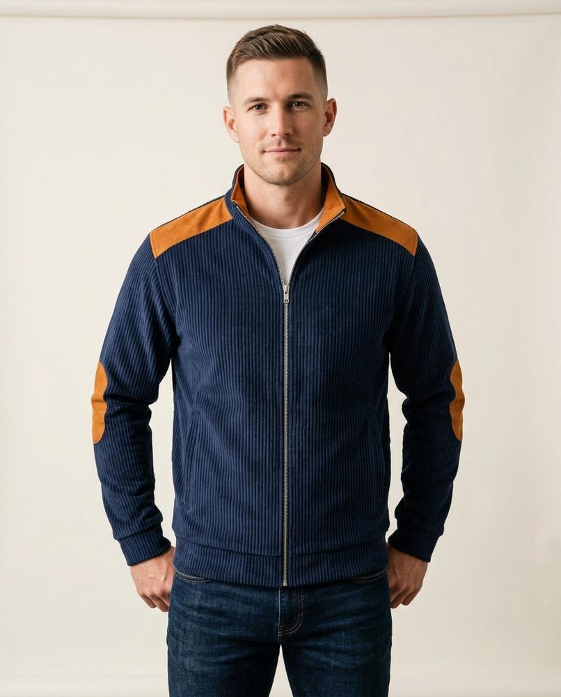 Lands Mode - Lyver | Gerippte Gepatchte Jacke Herren