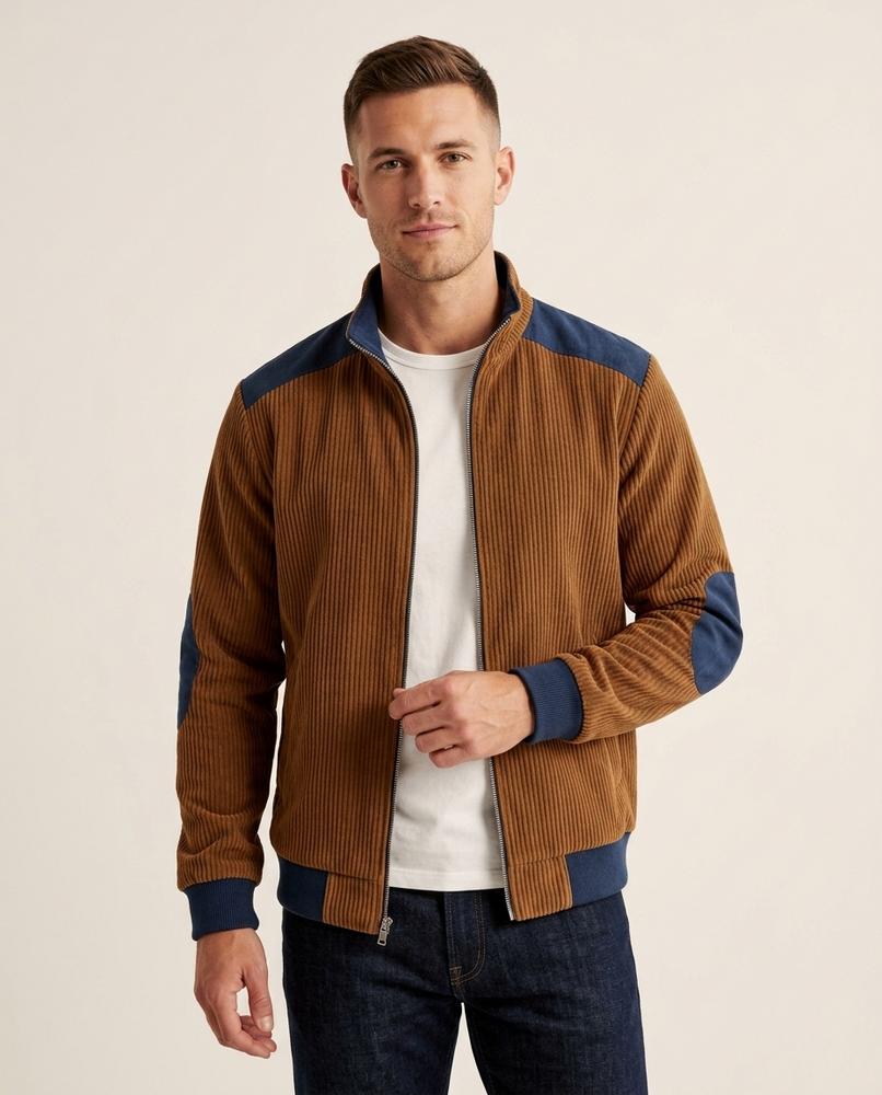Lands Mode - Lyver | Gerippte Gepatchte Jacke Herren