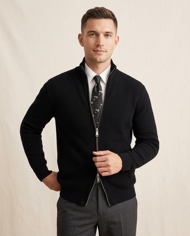 Lands Mode - Raser | Gerippt Hochschließend Strickjacke Herren