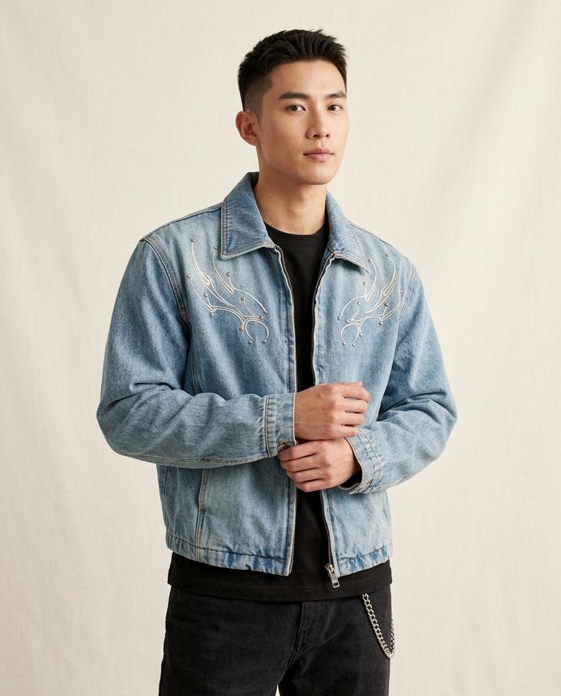 Lands Mode - Loron | Bestickt Denim Jacke Unisex