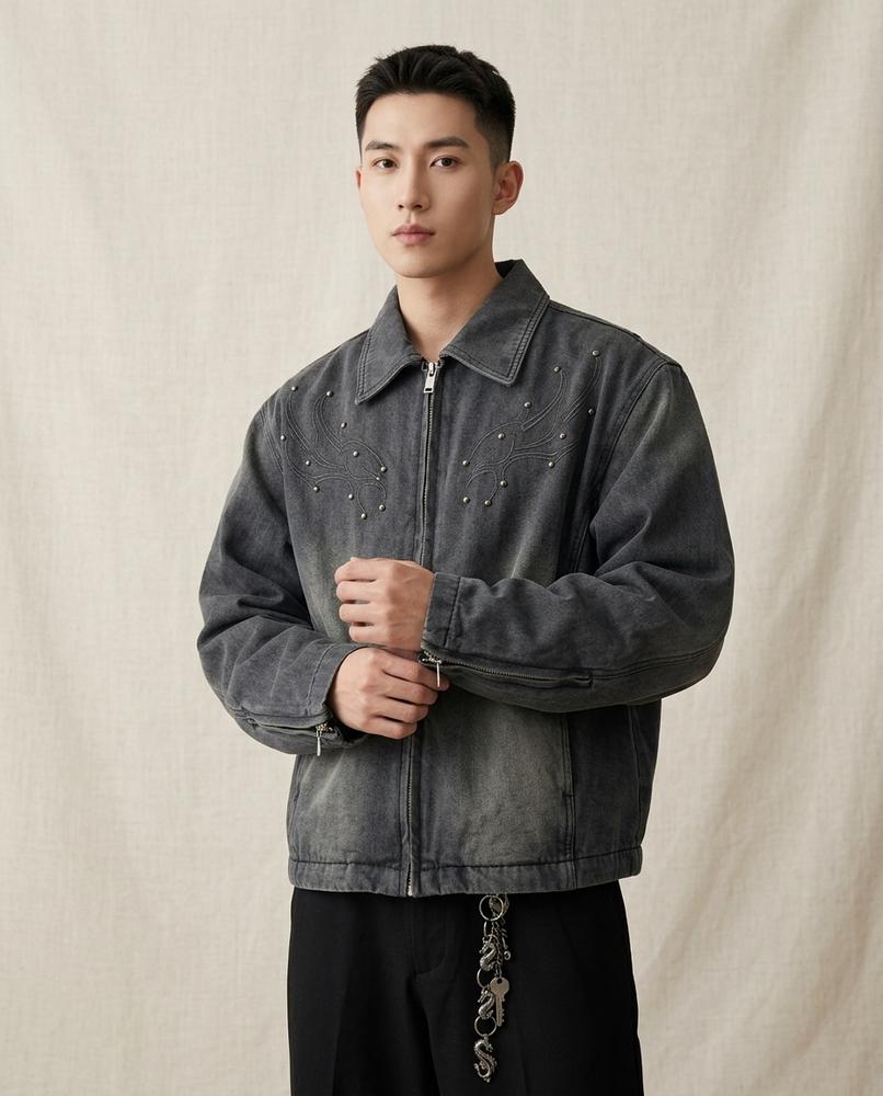 Lands Mode - Loron | Bestickt Denim Jacke Unisex