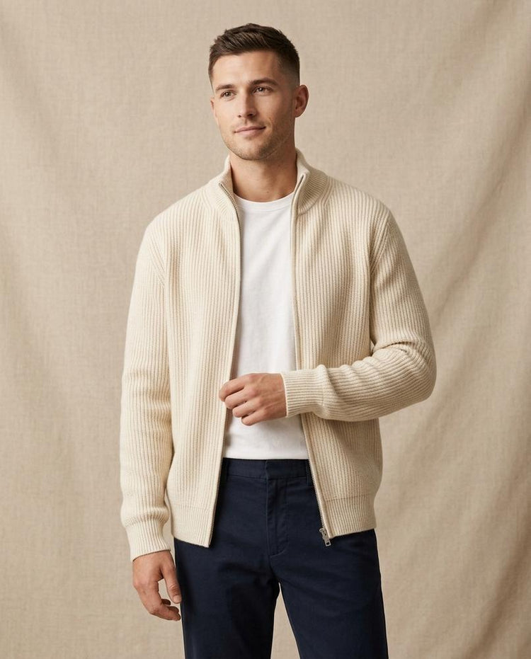 Beanland - Armir | Gerippt Hochgeschlossen Strickjacke Herren