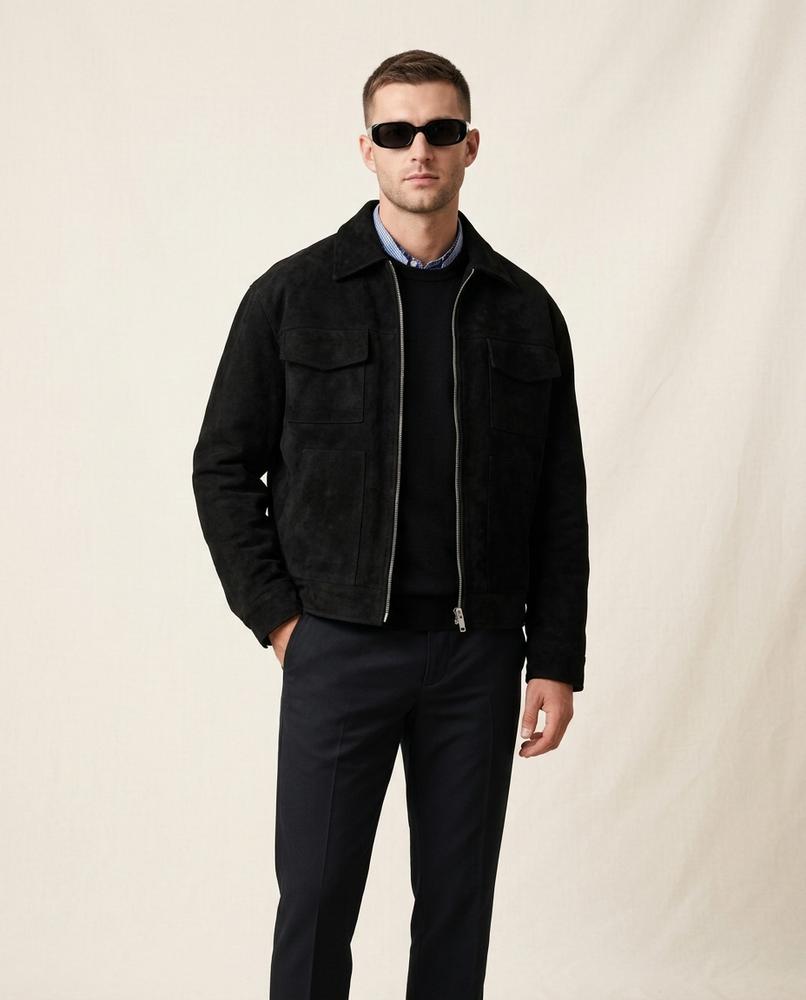 Lands Mode - Risan | Veloursartige Reißverschluss Jacke Herren
