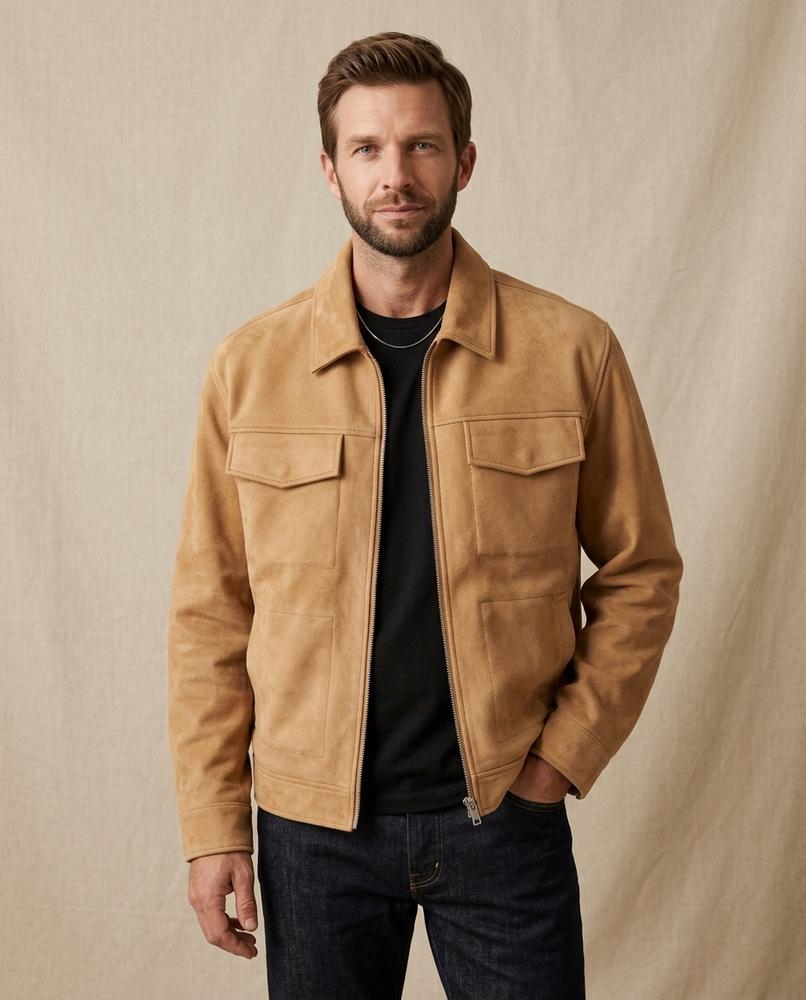 Lands Mode - Risan | Veloursartige Reißverschluss Jacke Herren