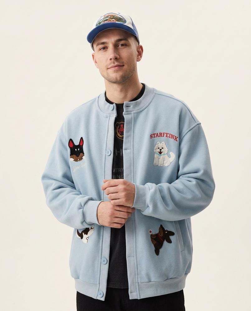 Lands Mode - Letir | Bestickt Geknöpft Jacke Unisex