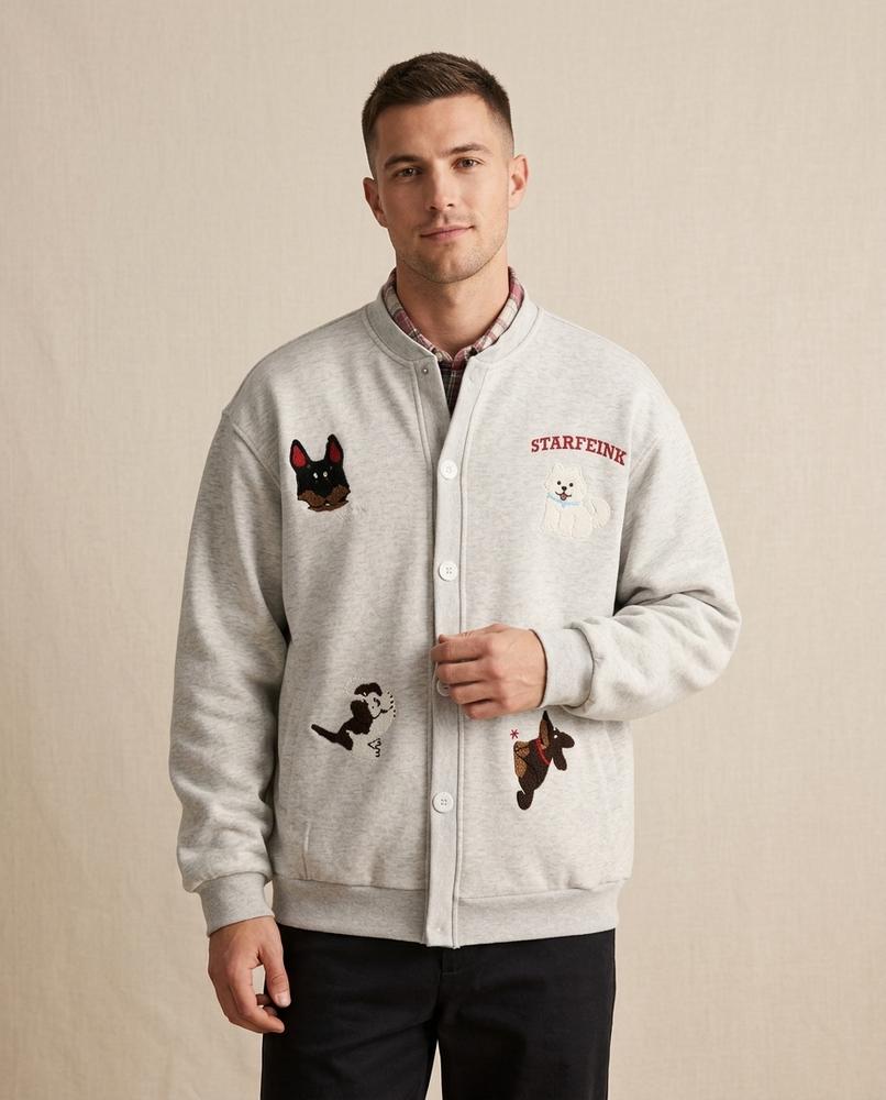 Lands Mode - Letir | Bestickt Geknöpft Jacke Unisex