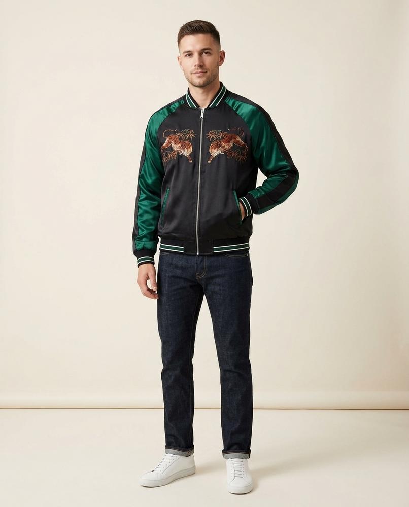 Lands Mode - Tamer | Bestickte Satinierte Jacke Unisex