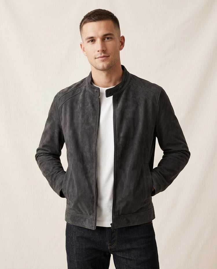 Beanland - Setal | Stehkragen Veloursleder Jacke Herren