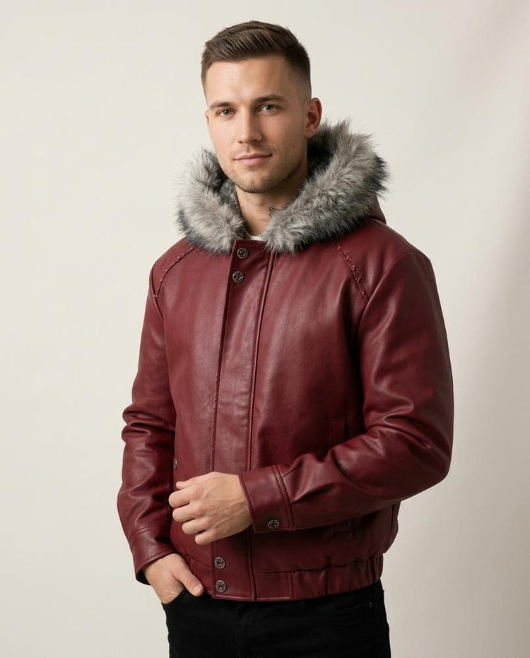 Beanland - Elrev | Pelzgefütterte Nietenbesetzte Jacke Herren