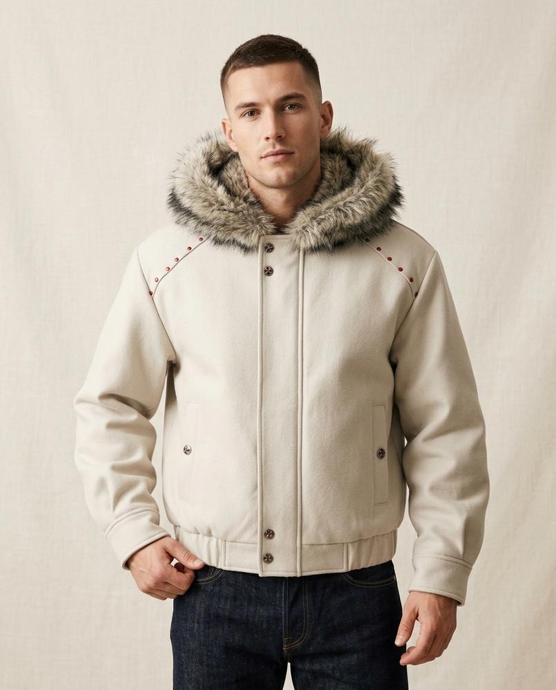 Beanland - Elrev | Pelzgefütterte Nietenbesetzte Jacke Herren