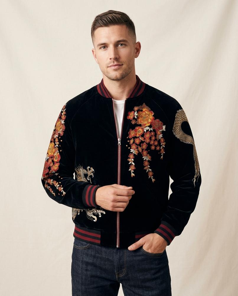 Lands Mode - Ravin | Bestickt Samten Jacke Unisex