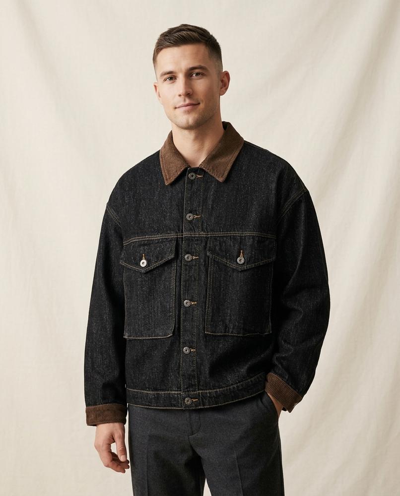 Lands Mode - Nilor | Zweifarbige Geknöpfte Jacke Unisex