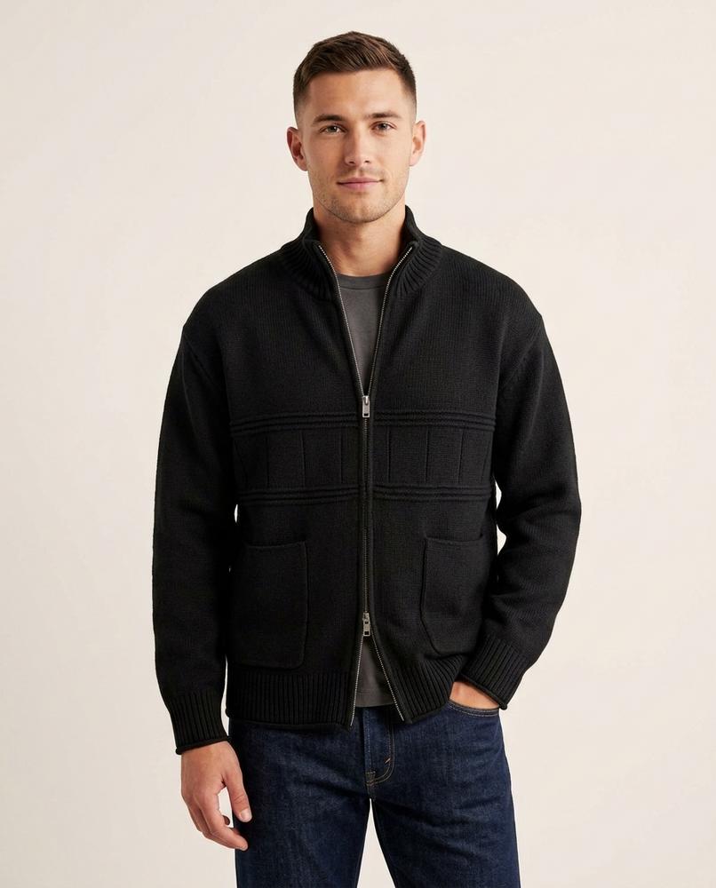 Lands Mode - Larev | Strukturiert Hochgeschlossen Strickjacke Unisex