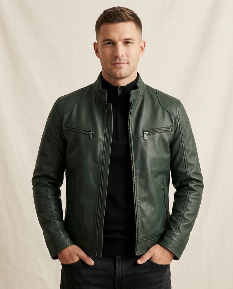 Lands Mode - Rosan | Reißverschluss Leder Jacke Herren