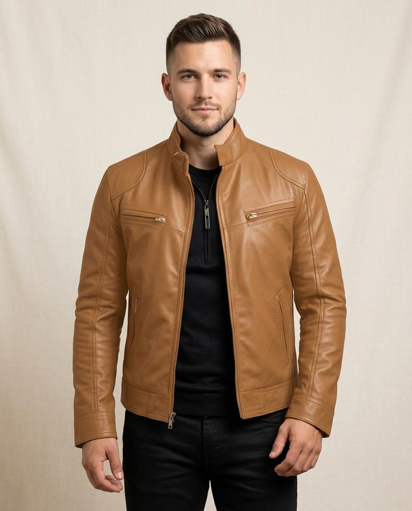 Lands Mode - Rosan | Reißverschluss Leder Jacke Herren