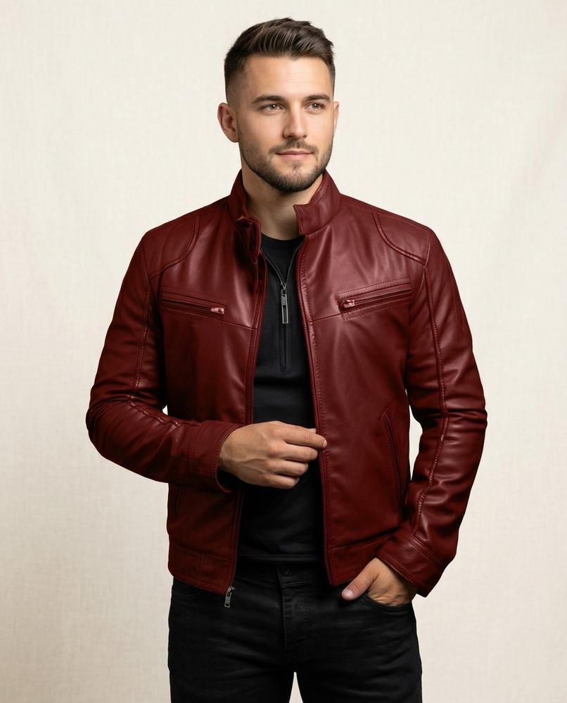 Lands Mode - Rosan | Reißverschluss Leder Jacke Herren
