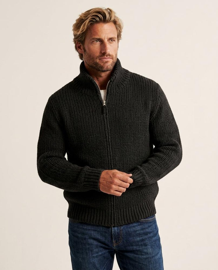 Beanland - Seren | Grobmaschige Hochgeschlossene Strickjacke Herren
