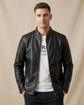 Lands Mode - Niral | Leder-Optik Stehkragen- Jacke Herren