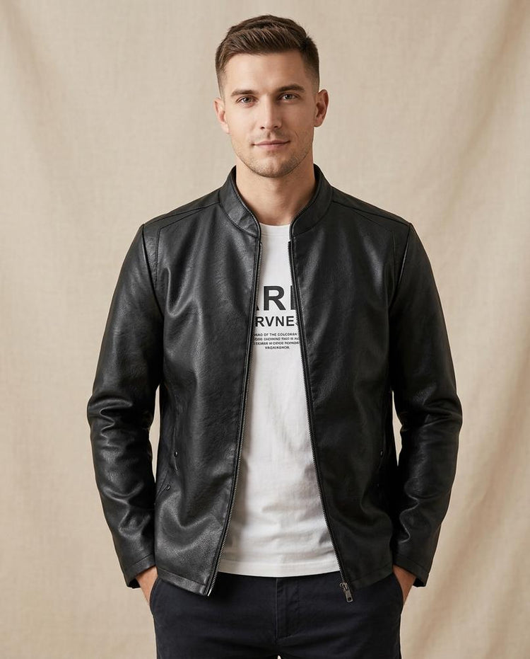 Beanland - Niral | Leder-Optik Stehkragen- Jacke Herren
