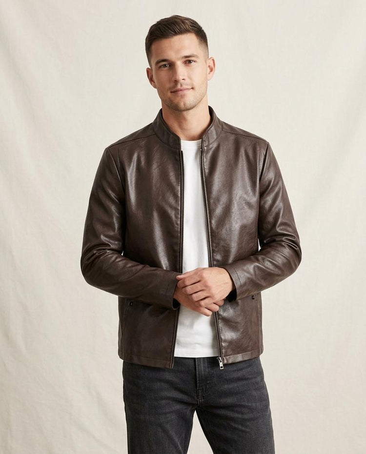 Beanland - Niral | Leder-Optik Stehkragen- Jacke Herren