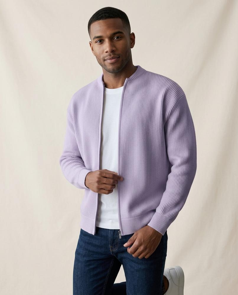 Lands Mode - Loral | Gerippte Langärmlige Strickjacke Herren