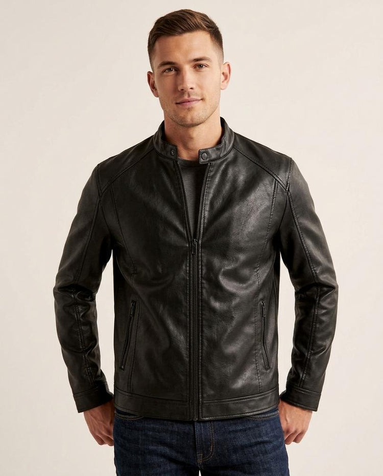 Beanland - Kehal | Gerade Geschnittene Kunstleder Jacke Herren