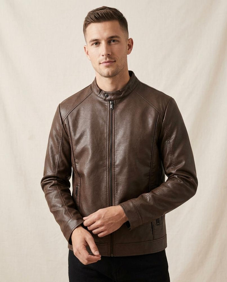 Beanland - Kehal | Gerade Geschnittene Kunstleder Jacke Herren