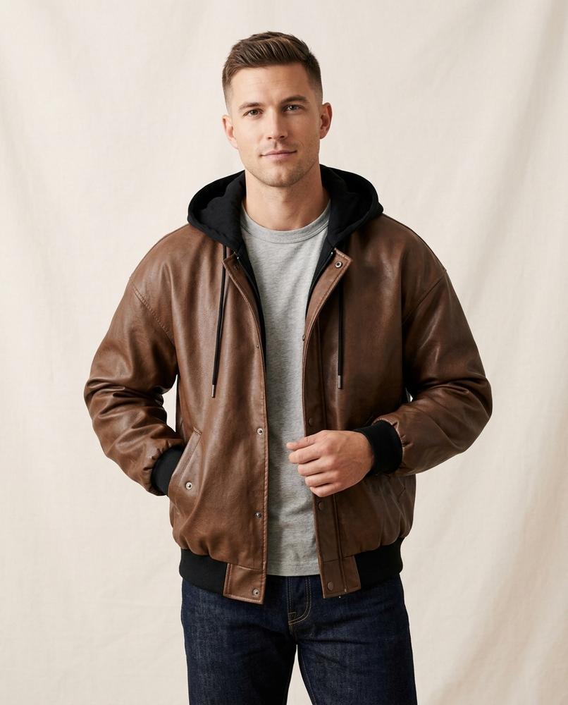 Beanland - Cosil | Kapuzen Kunstleder Jacke Unisex