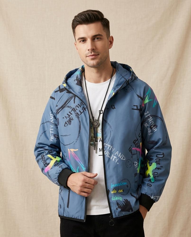 Lands Mode - Kesol | Bedruckt Kapuzen Jacke Herren
