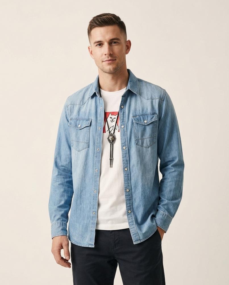 Lands Mode - Misol | Langärmliges Denim Hemd Herren