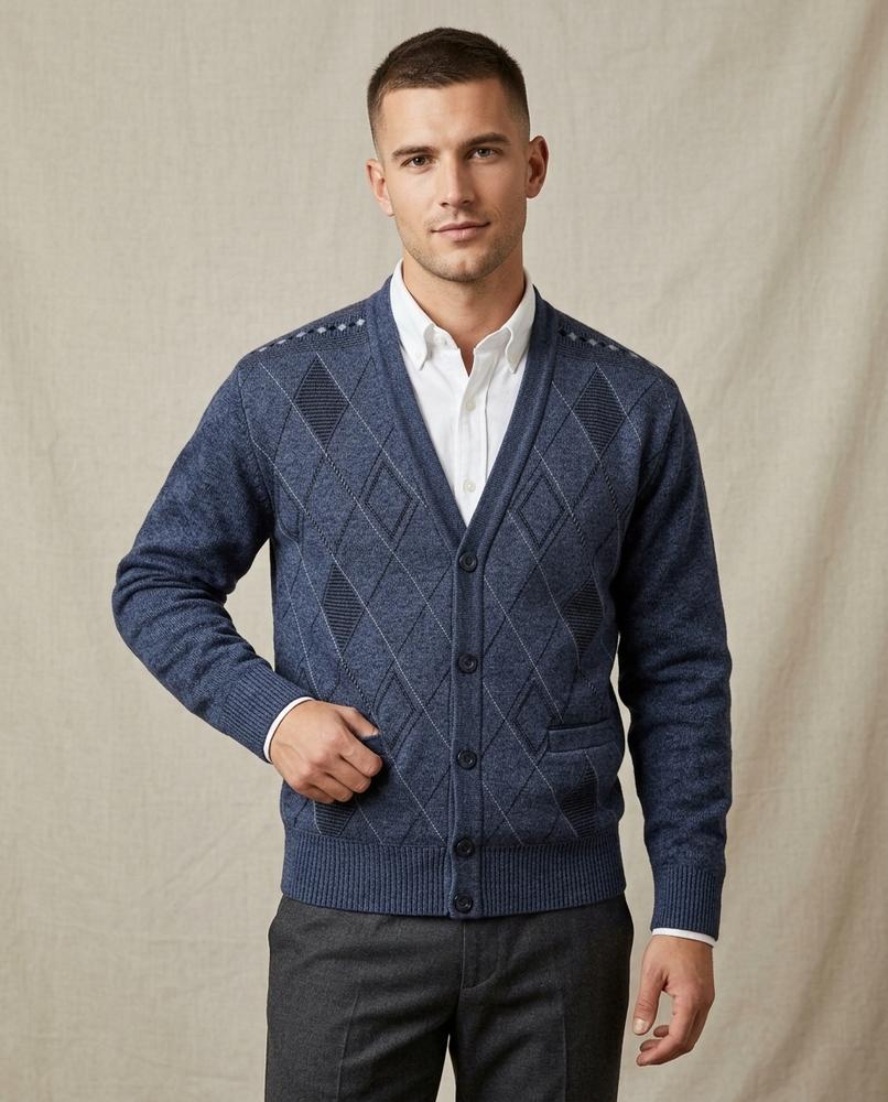 Lands Mode - Senor | Gefütterter Gemusterter Cardigan Herren
