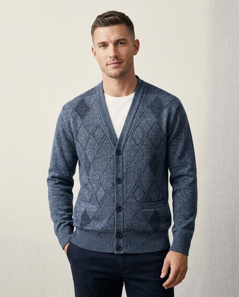 Lands Mode - Senor | Gefütterter Gemusterter Cardigan Herren