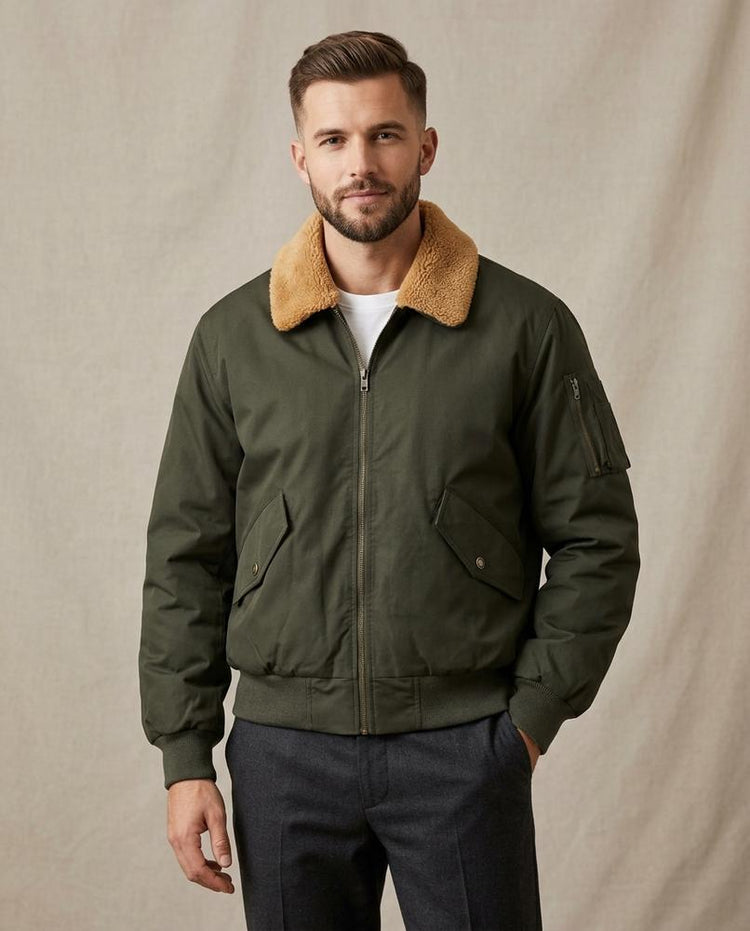Beanland - Dazan | Gefütterte Fellkragen Jacke Herren