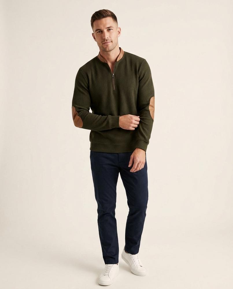 Lands Mode - Nilin | Gerippt Kontrastfarben Pullover Herren