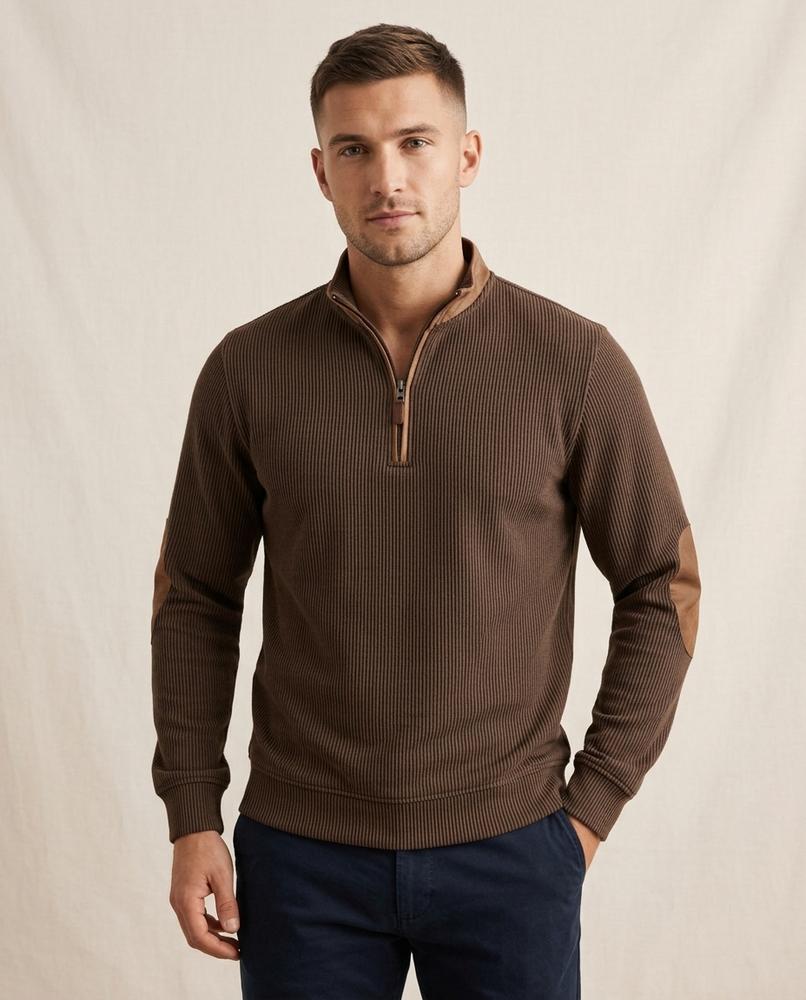 Lands Mode - Nilin | Gerippt Kontrastfarben Pullover Herren