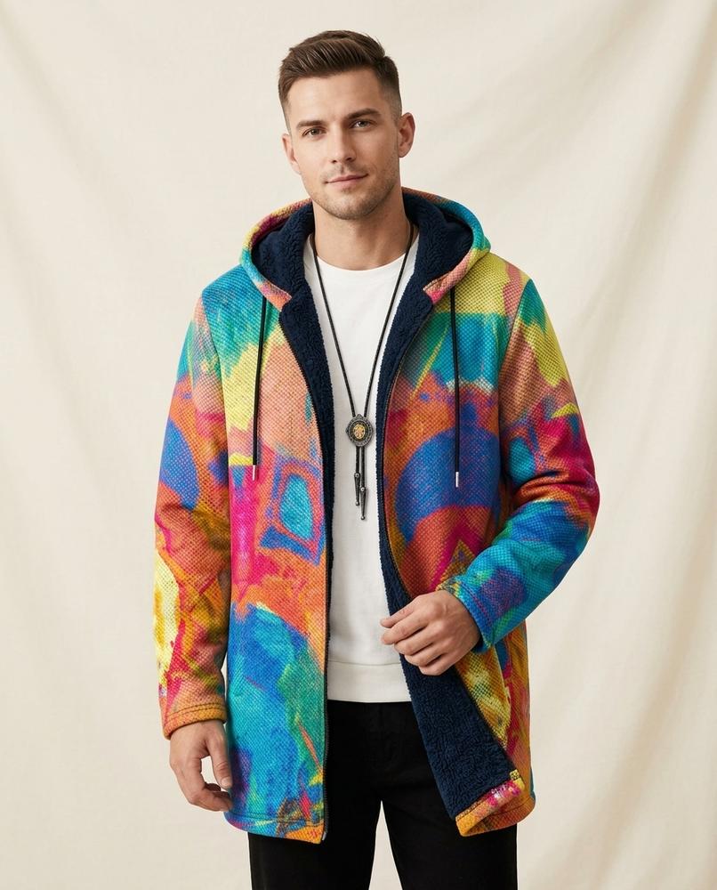 Lands Mode - Lylin | Fleecegefütterte Mehrfarbige Jacke Unisex