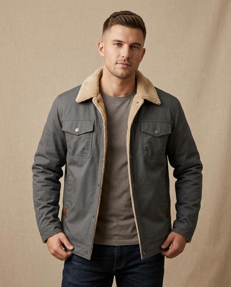 Lands Mode - Ramin | Gefüttert Druckknopf Jacke Herren