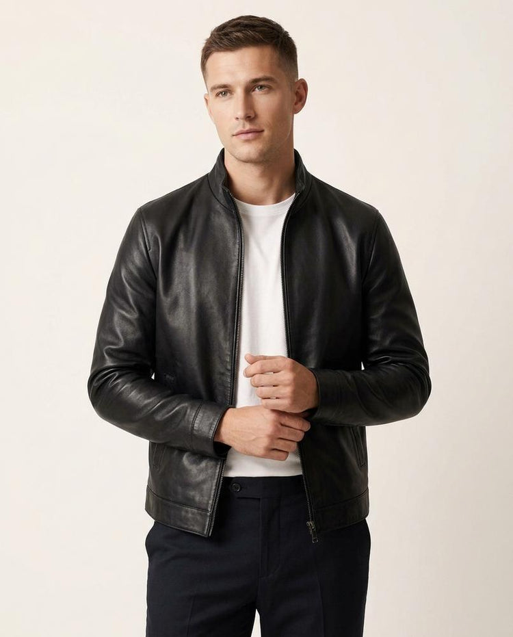 Beanland - Nilom | Stehkragen Leder Jacke Herren